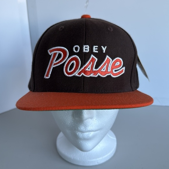 NWT Obey Brown and Orange Posse Snapback Hat Cap Wool Blend - Picture 2 of 9